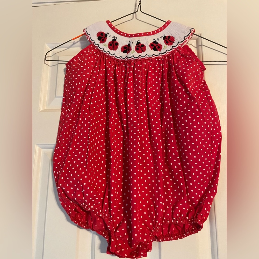 Smocked ladybug bubble